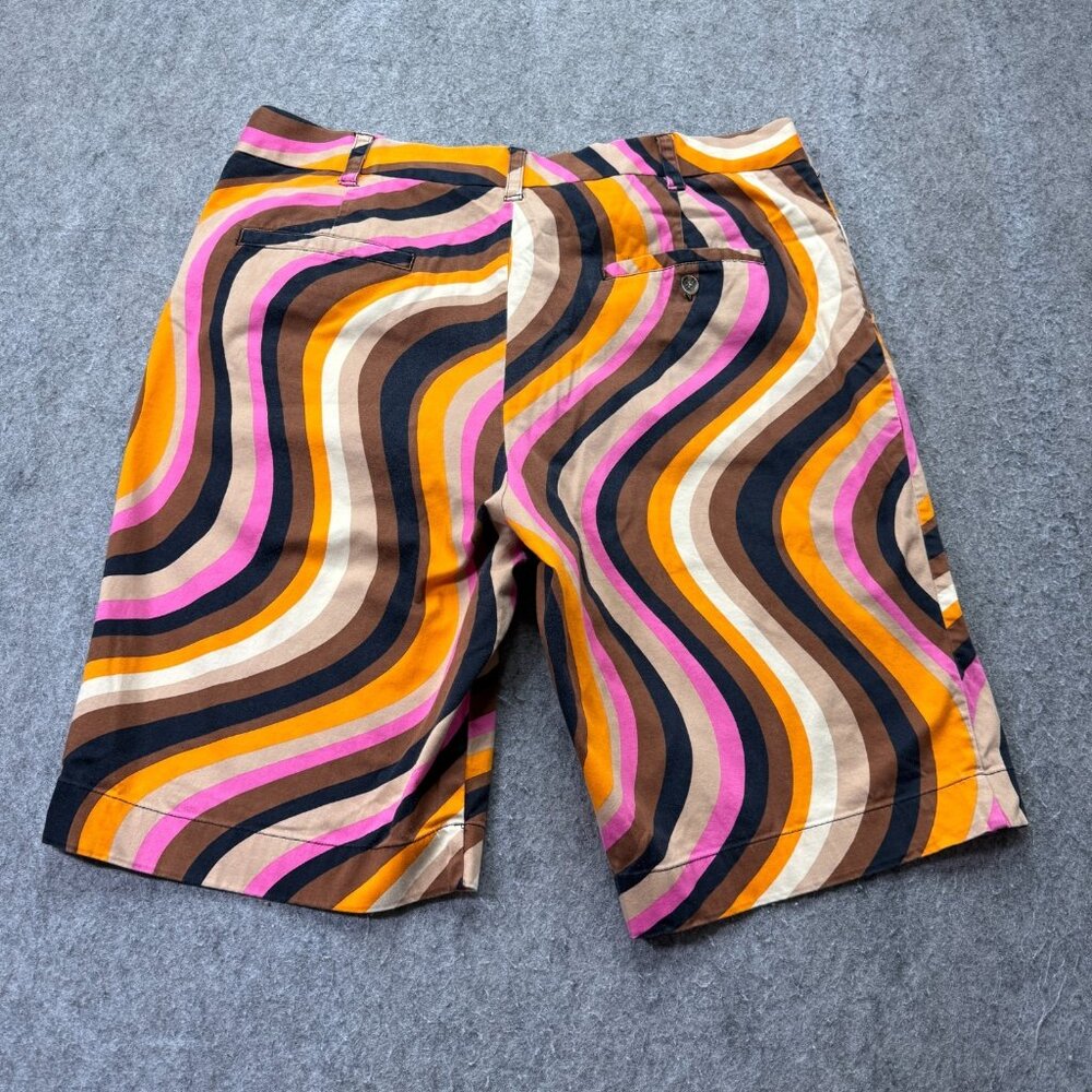 Loudmouth Golf Shorts Men 38 Brown Pink Orange Retro 70's Squiggle Stripes - Picture 7 of 13